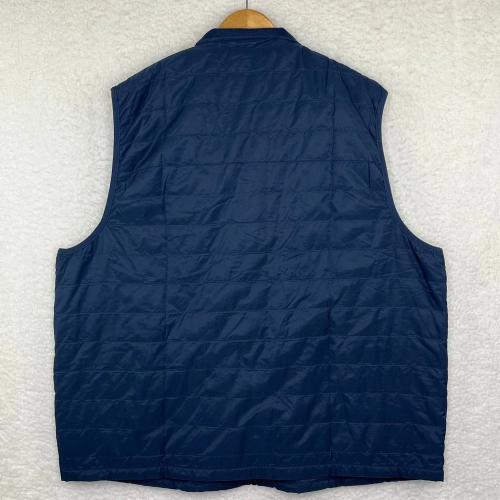 Banana Republic Mens XXL Quilted Puffer Vest Navy Blue Full Zip Mock Neck